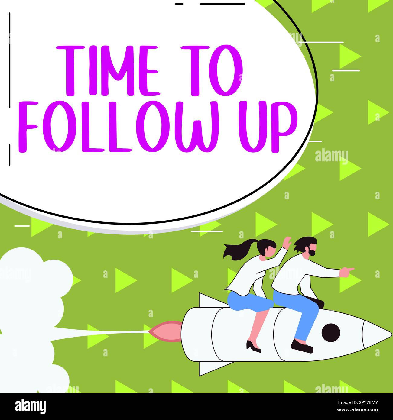 Testo che mostra il tempo di ispirazione per il follow-up. Vetrina aziendale richiesta dell'attività precedente o continuazione delle informazioni Foto Stock