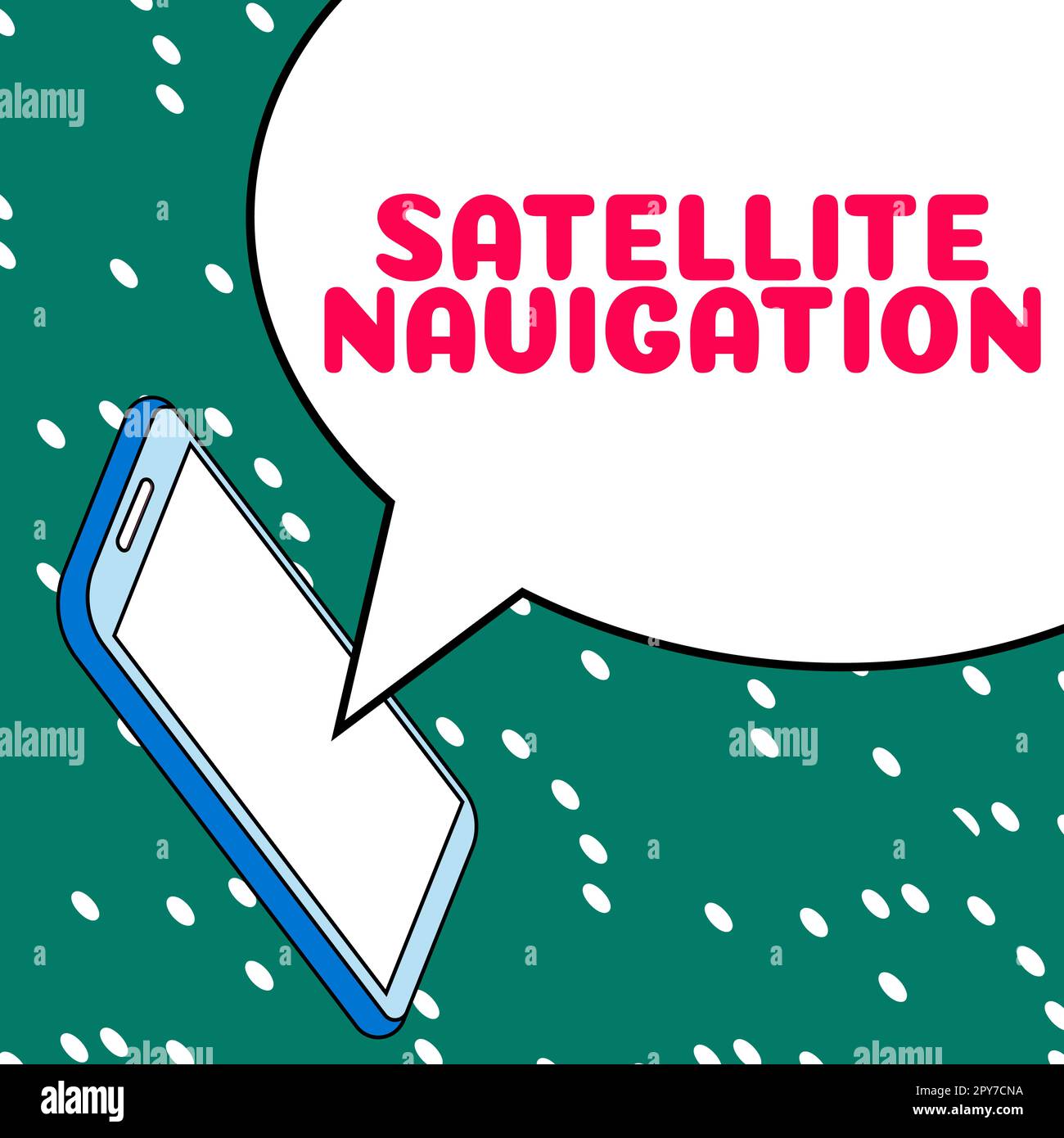 Segnale di scrittura manuale navigazione satellitare. Sistema di panoramica aziendale che fornisce un posizionamento geospaziale autonomo Foto Stock
