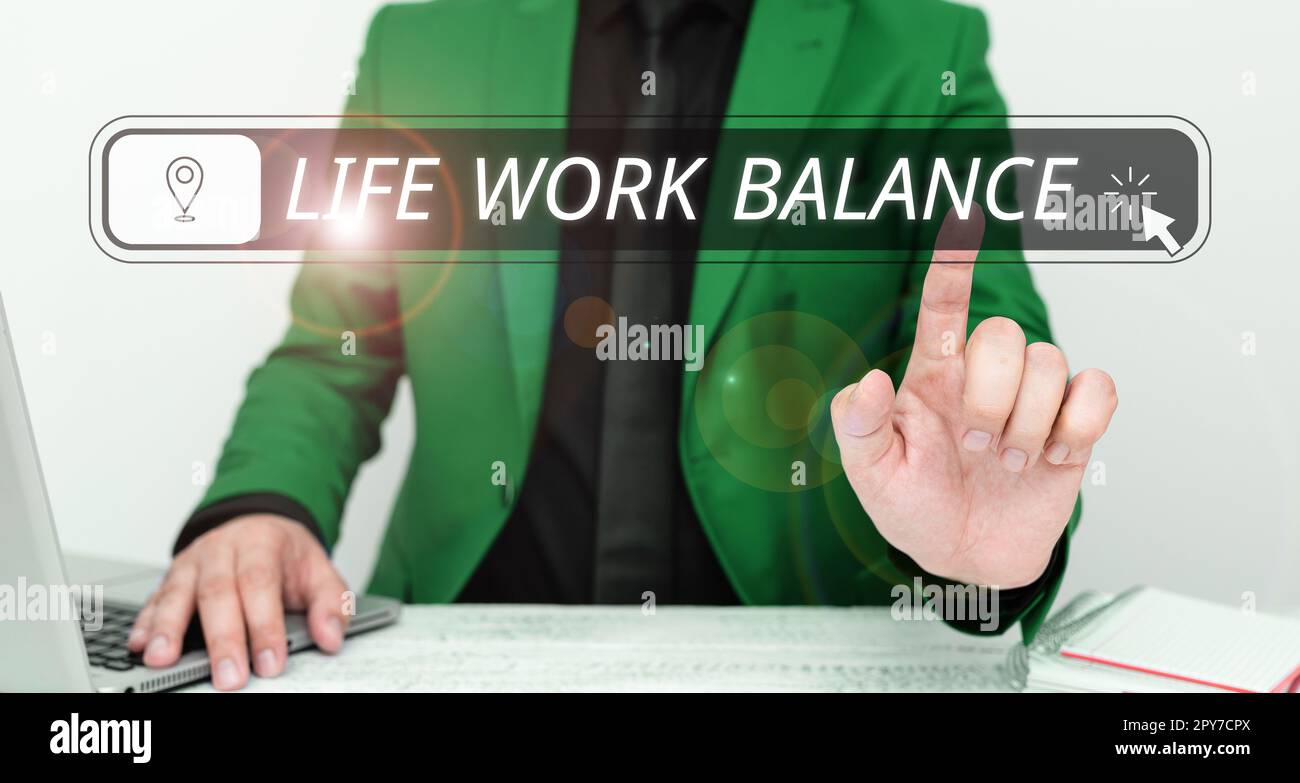 Didascalia concettuale Life Work Balance. La persona di stabilità di concetto del Internet ha bisogno fra il suo lavoro ed il tempo personale Foto Stock