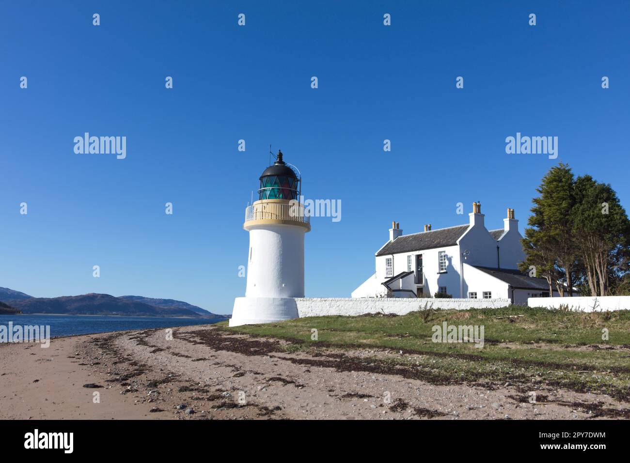 Faro di Corran Point ad Ardgour, Highlands scozzesi Foto Stock