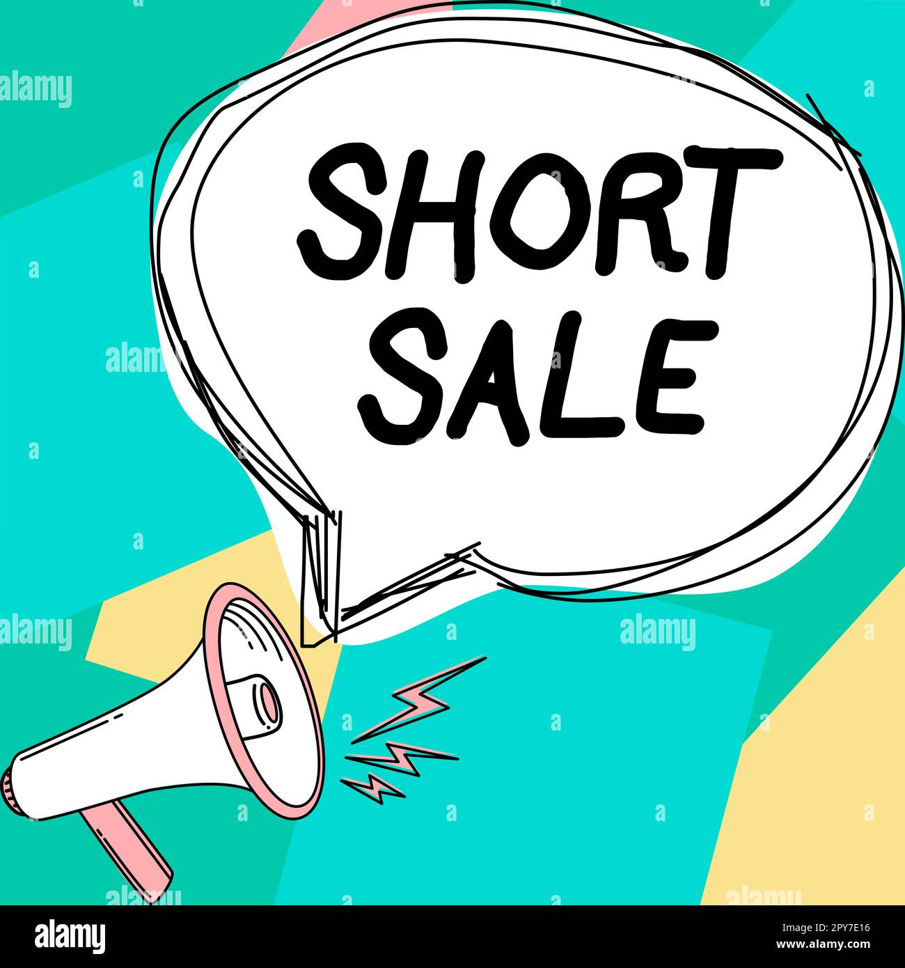 Cartello con la scritta Short sale. Parola per casa che è offerto ad un prezzo che è inferiore all'importo dovuto Foto Stock