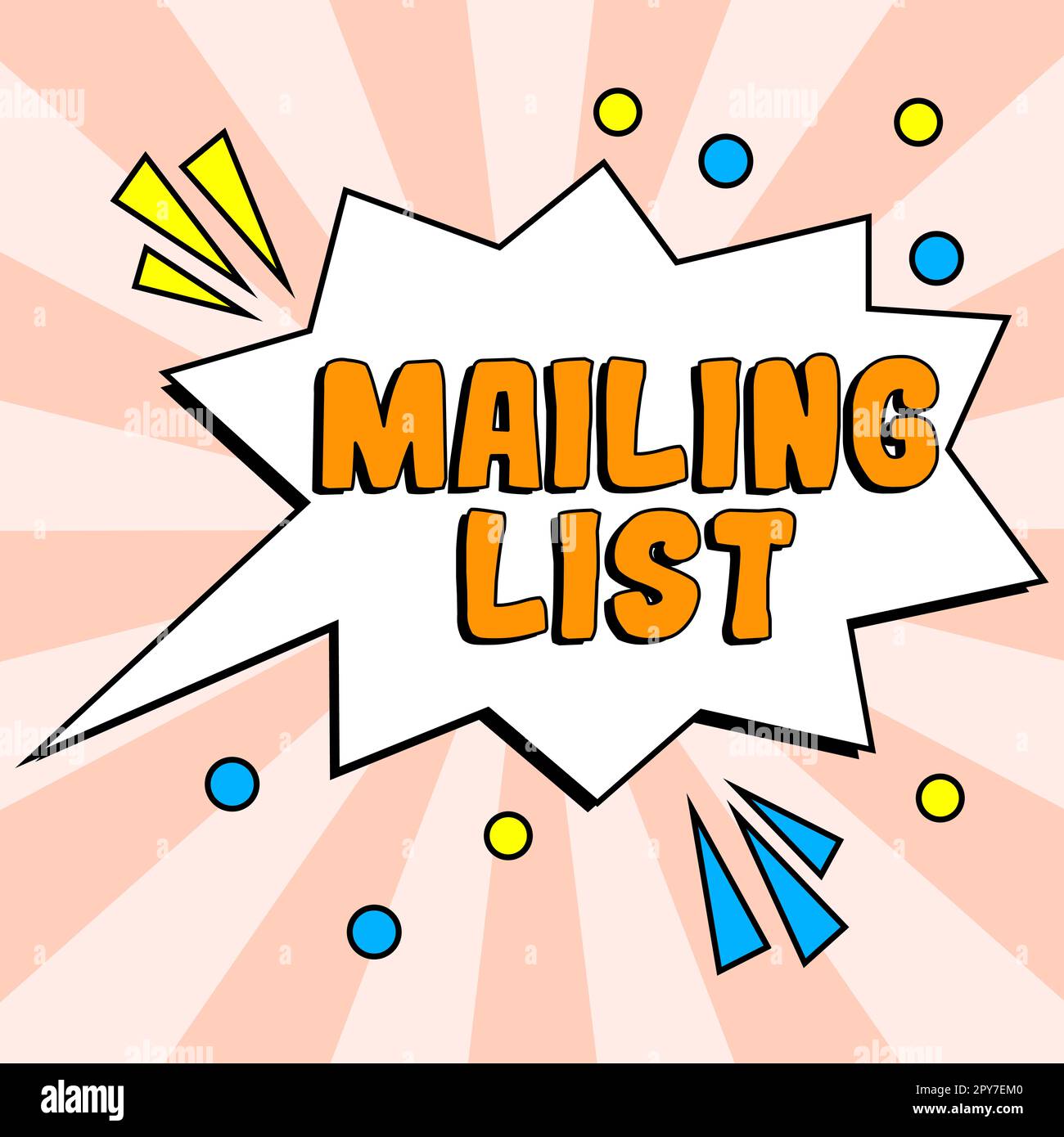 Visualizzazione concettuale Mailing List. Lista di concetto di Internet delle persone che si iscrivono ad una distribuzione periodica di mailing Foto Stock