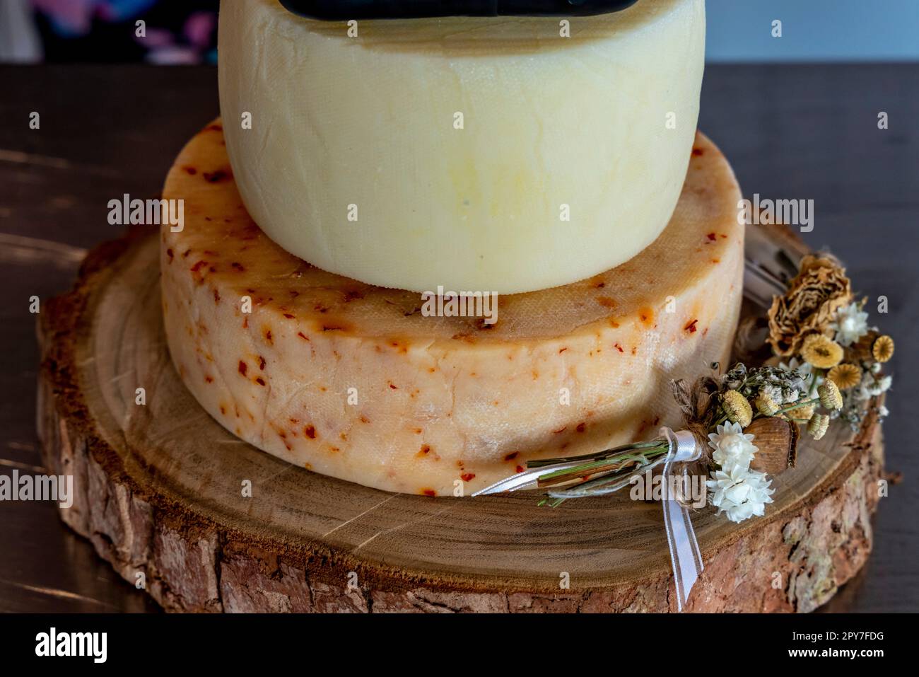 Produzione di formaggio di capra presso il Belle Chevre Creamery, Waipu, North Island, Nuova Zelanda. Foto Stock