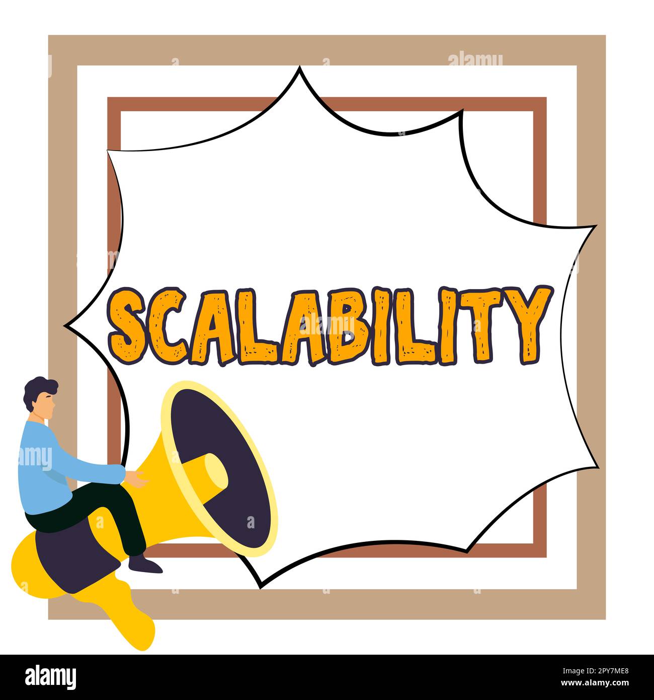 Scrittura visualizzazione testo scalabilità. Parola scritta su in grado di essere facilmente espansi o aggiornati su richiesta Foto Stock