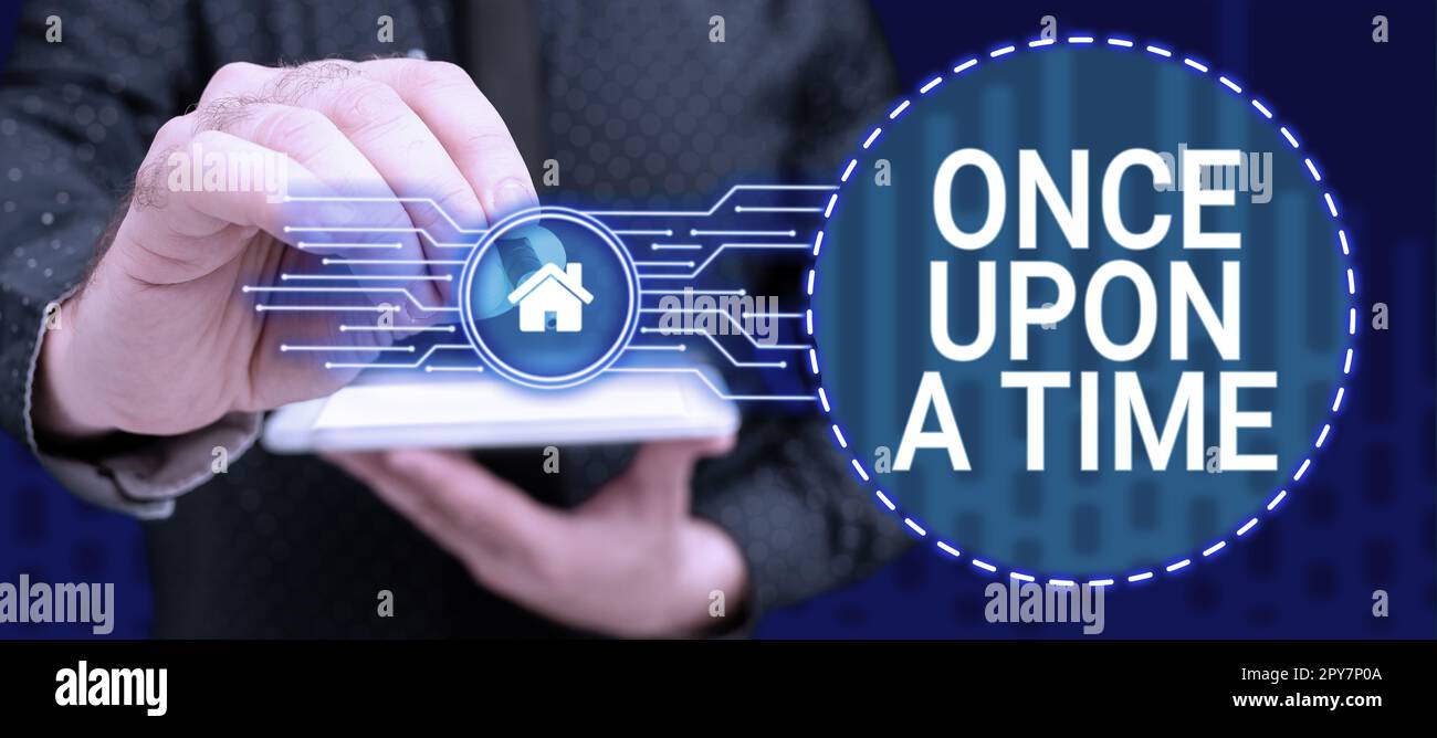 Scrittura manuale di testo una volta alla volta. Parola per raccontare storia fiabesca storia romanzo evento storico Foto Stock