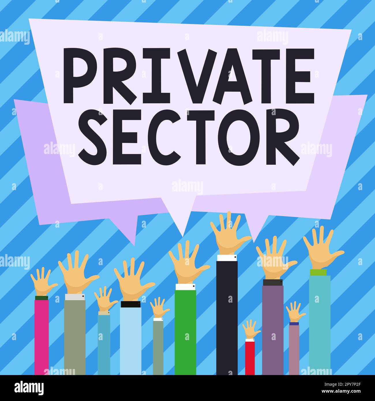 Scrittura a mano del testo settore privato. Parola per una parte di un'economia che non è controllata o posseduta dal governo Foto Stock