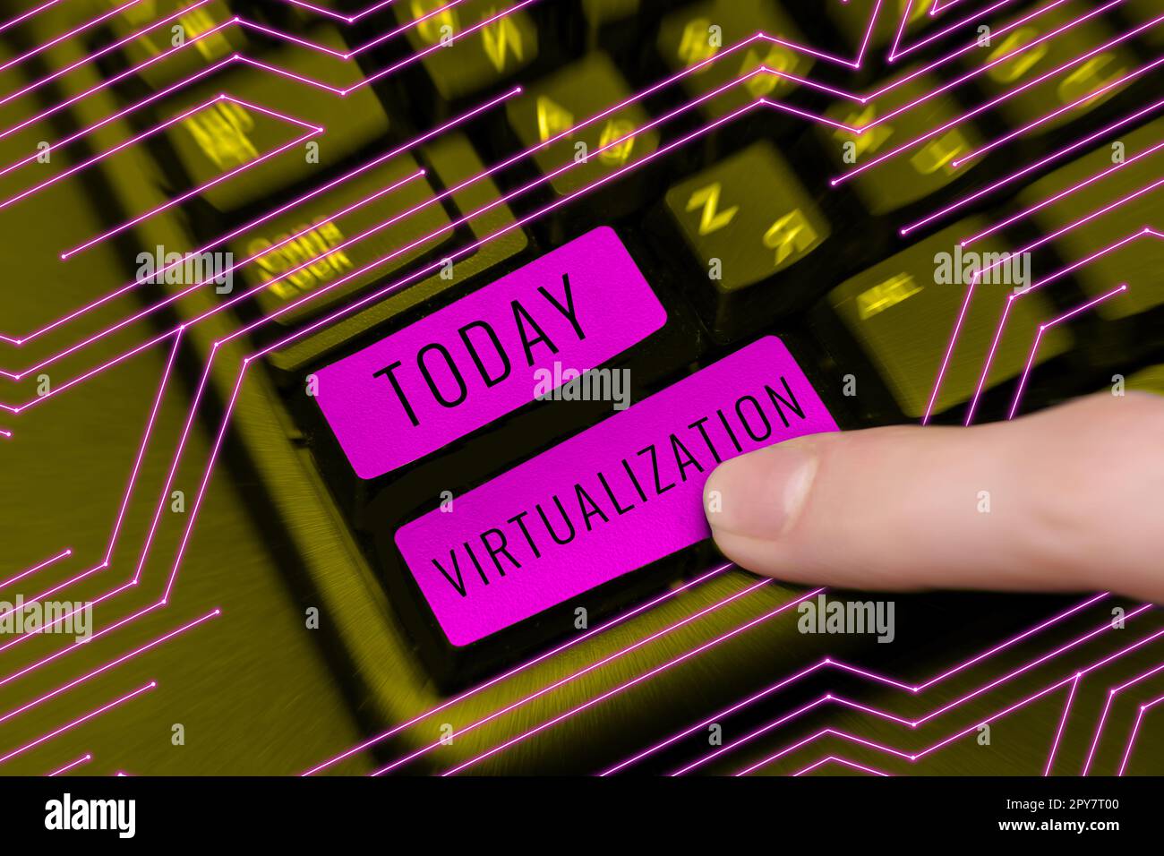 Virtualizzazione concettuale del display. Approccio aziendale applicazione dell'ambiente virtuale ai videogame per computer Foto Stock