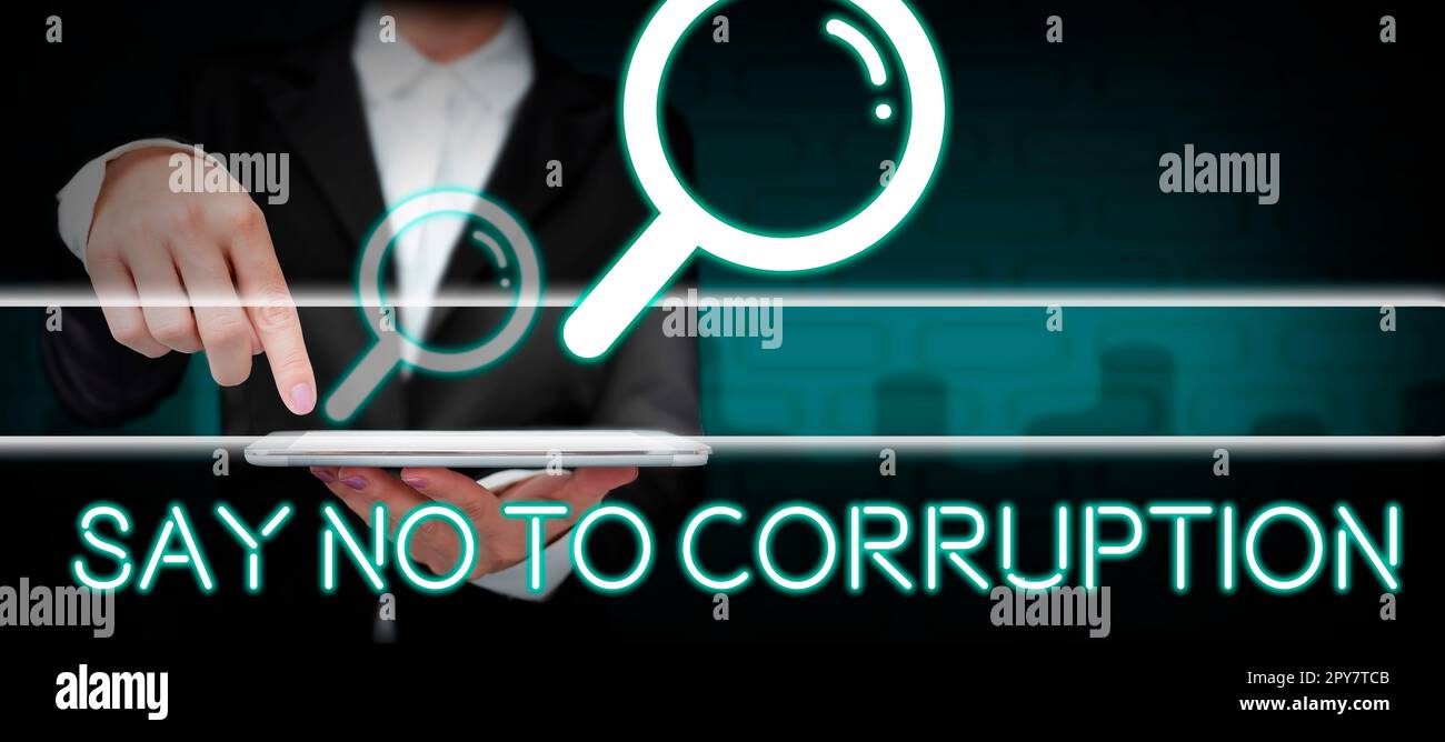 Visualizzazione concettuale dire No alla corruzione. Foto concettuale che introduce lo scambio di denaro decentralizzato Foto Stock
