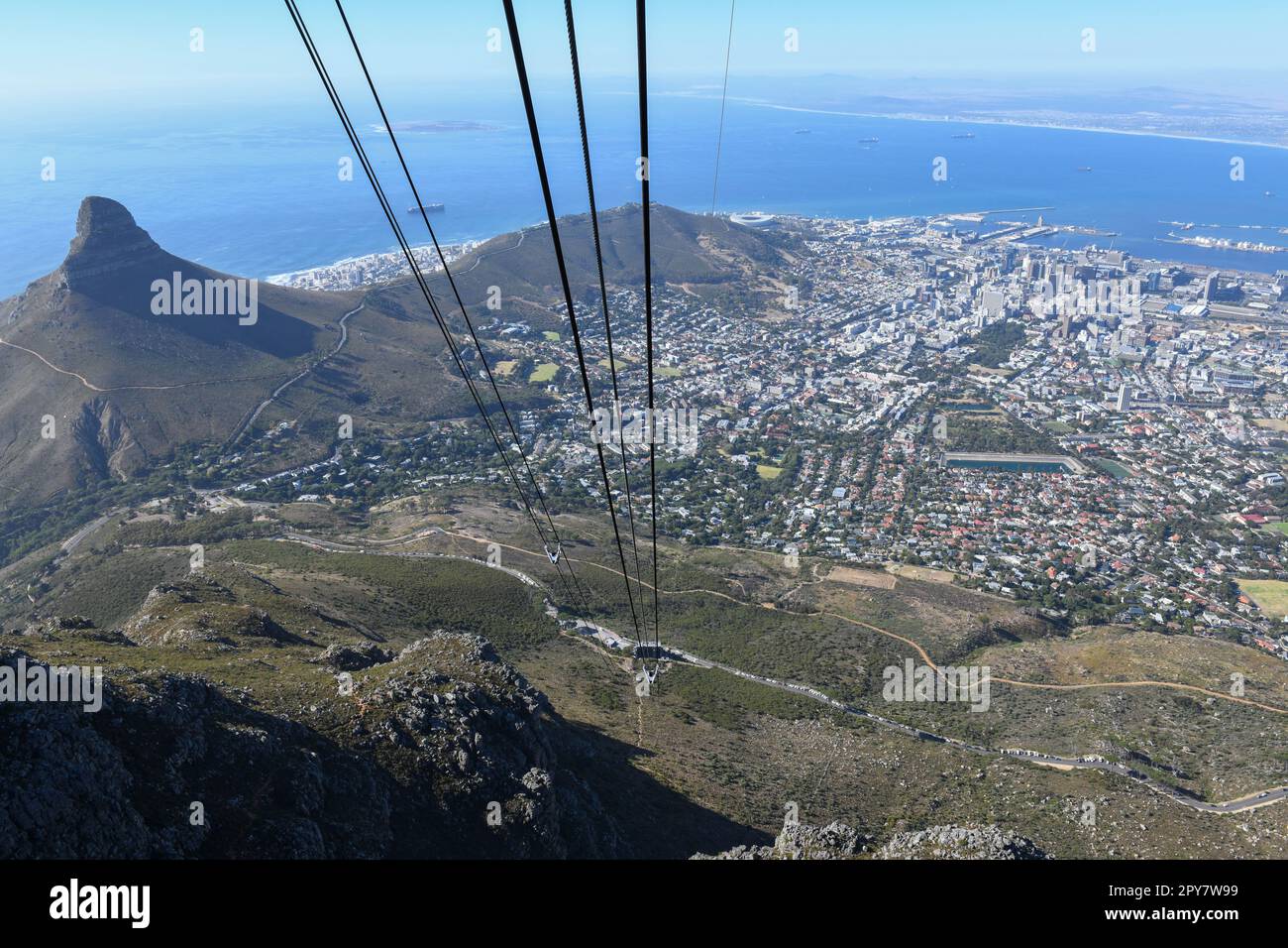 Vista a Città del Capo dalla montagna tavolo in Sud Africa Foto Stock