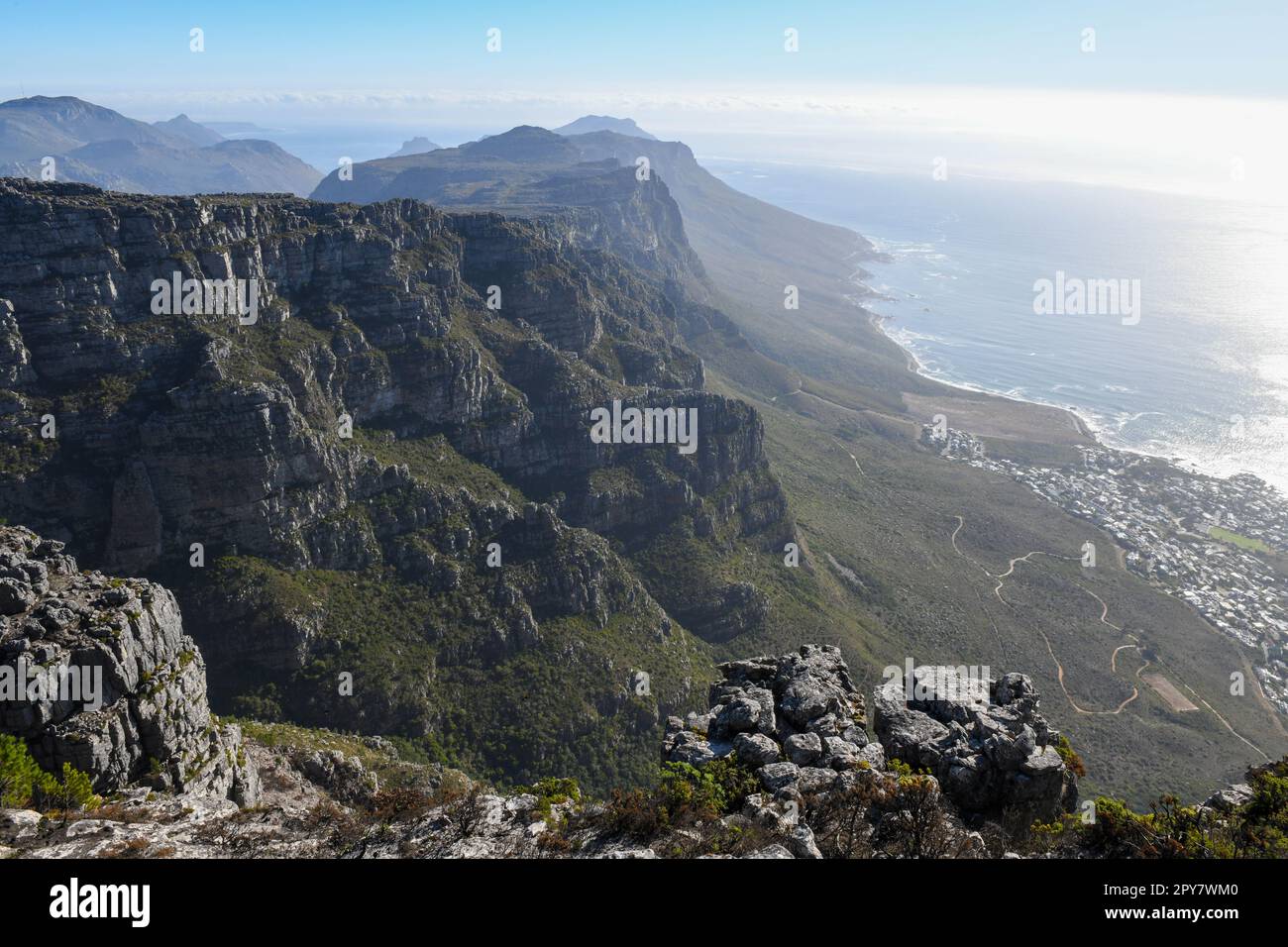 Vista a Città del Capo dalla montagna tavolo in Sud Africa Foto Stock