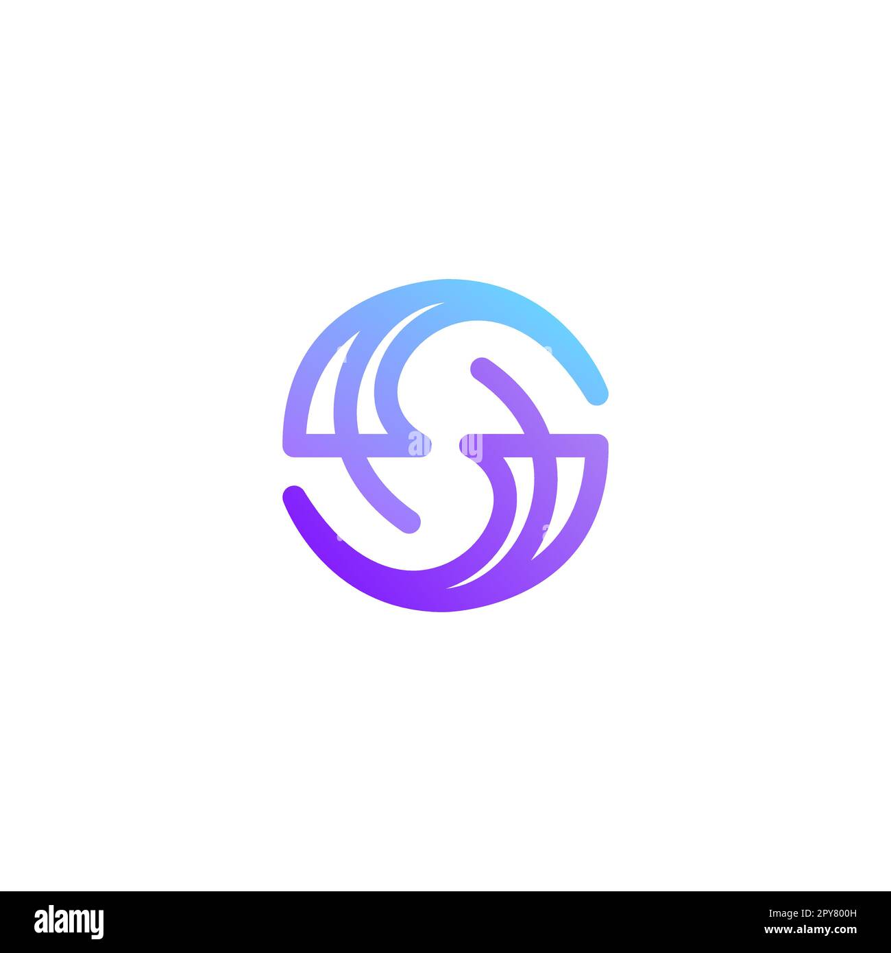 Modello vettoriale per il logo Letter S Media stile contorno lineare aziendale. Icona colorata del simbolo del logotipo Illustrazione Vettoriale