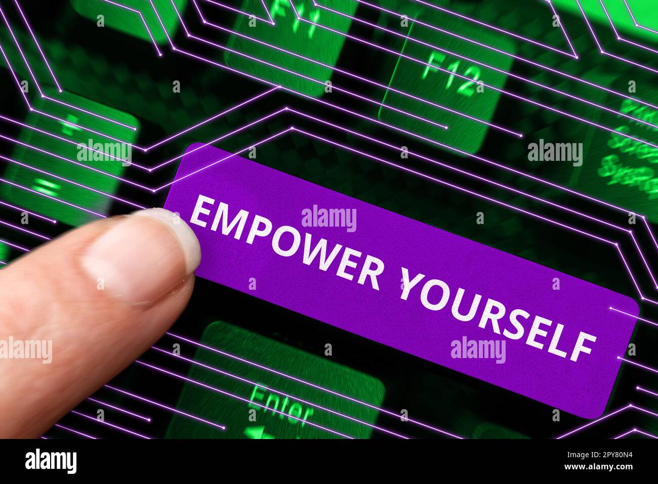 Ispirazione che mostra il segno Empower Yourself. Idea di affari che prende il controllo degli obiettivi di regolazione di vita scelte positive Foto Stock