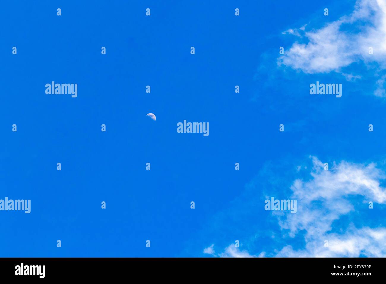 Primo piano della luna che splende brillantemente in Messico. Foto Stock