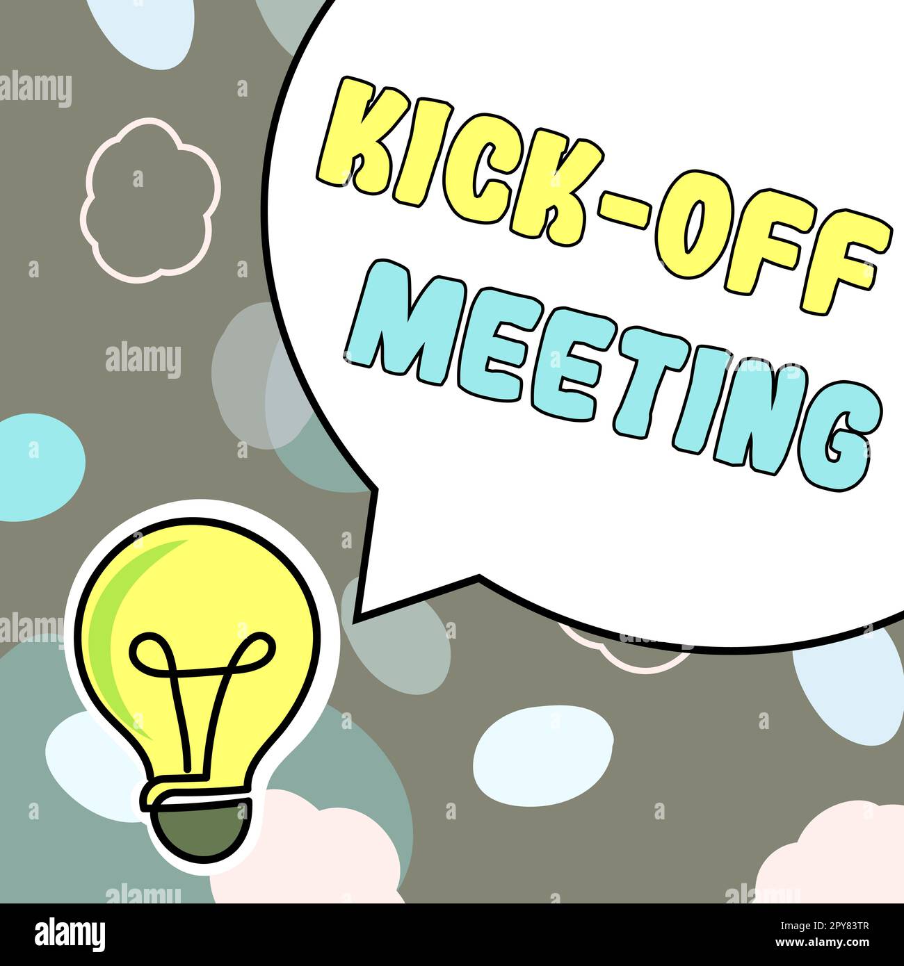 Ispirazione mostrando segno Kick Off Meeting. Parola scritta al primo incontro con il team di progetto e il cliente Foto Stock