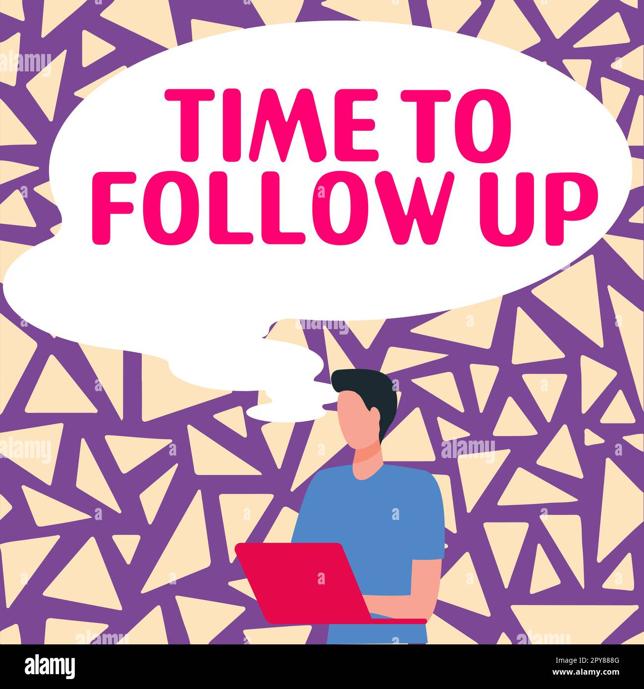 Didascalia di testo che presenta il tempo di follow-up. Foto concettuale richiesta dell'attività precedente o continuazione delle informazioni Foto Stock