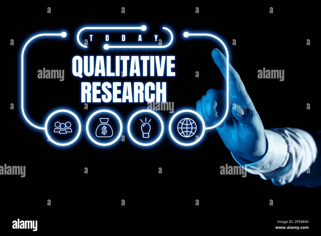 Scrittura a mano segno di ricerca qualitativa. Business Concept certificato per svolgere un lavoro competente con esperienza Foto Stock