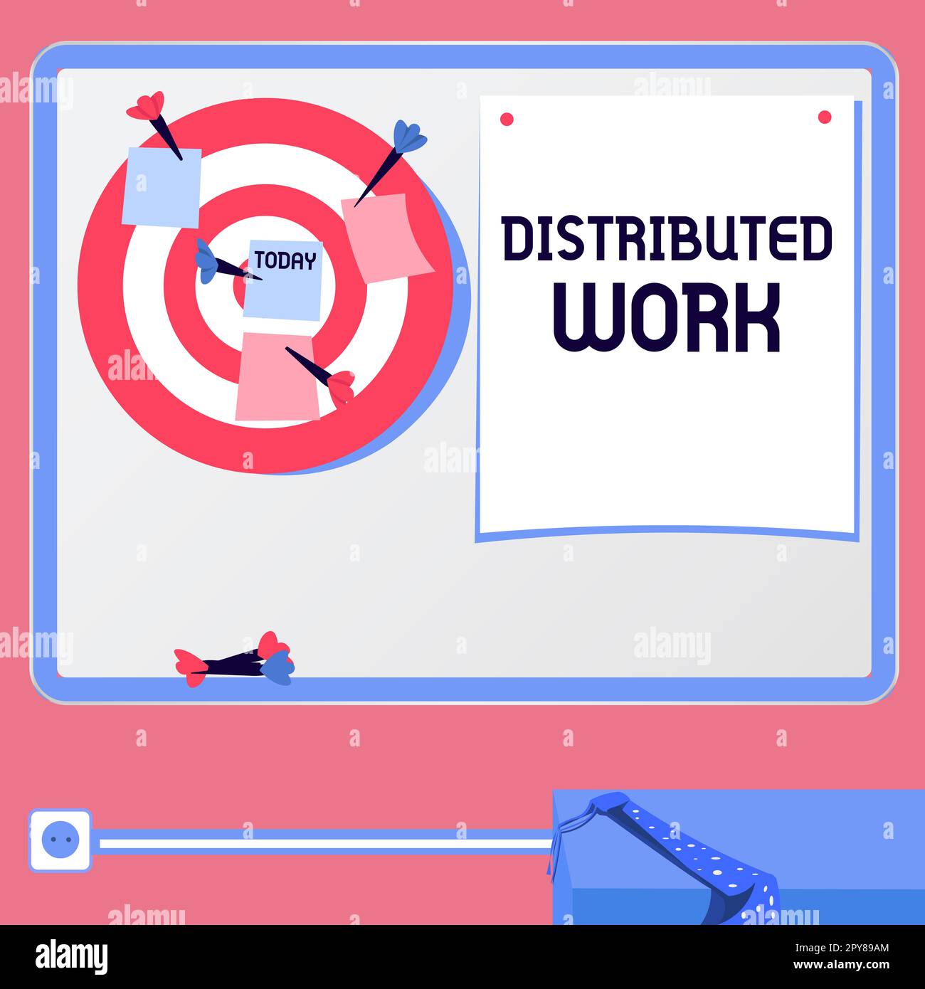 Testo che mostra il lavoro distribuito di ispirazione. Concetto di Internet praticato dalle imprese che utilizzano le strutture di rete Foto Stock