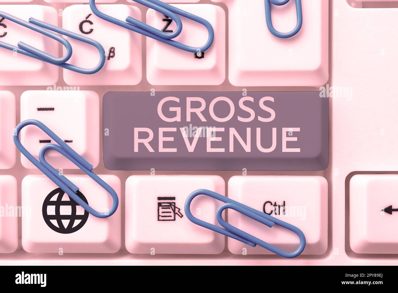 Scrittura di testo con visualizzazione del fatturato lordo. Approccio aziendale valore totale di tutto ciò che viene prodotto nel paese Foto Stock