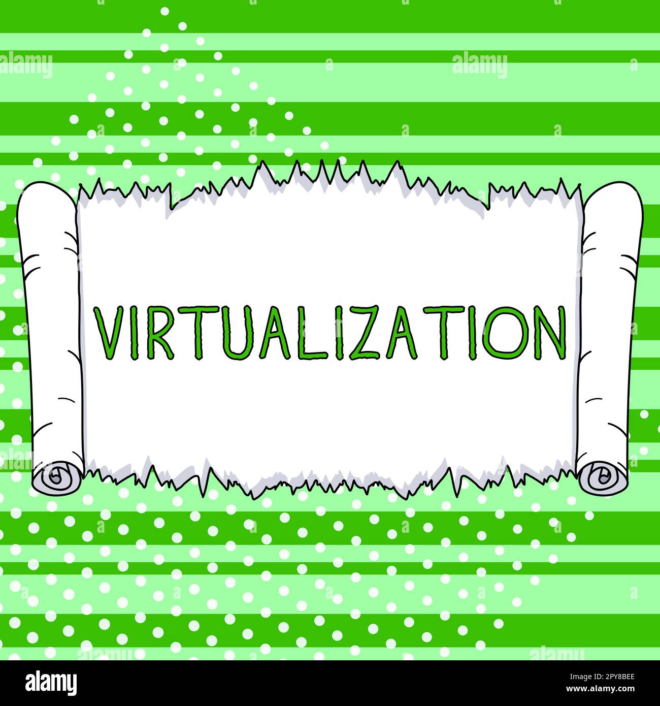 Cartello che mostra la virtualizzazione. Applicazione del concetto Internet di ambiente virtuale ai giochi per computer Foto Stock