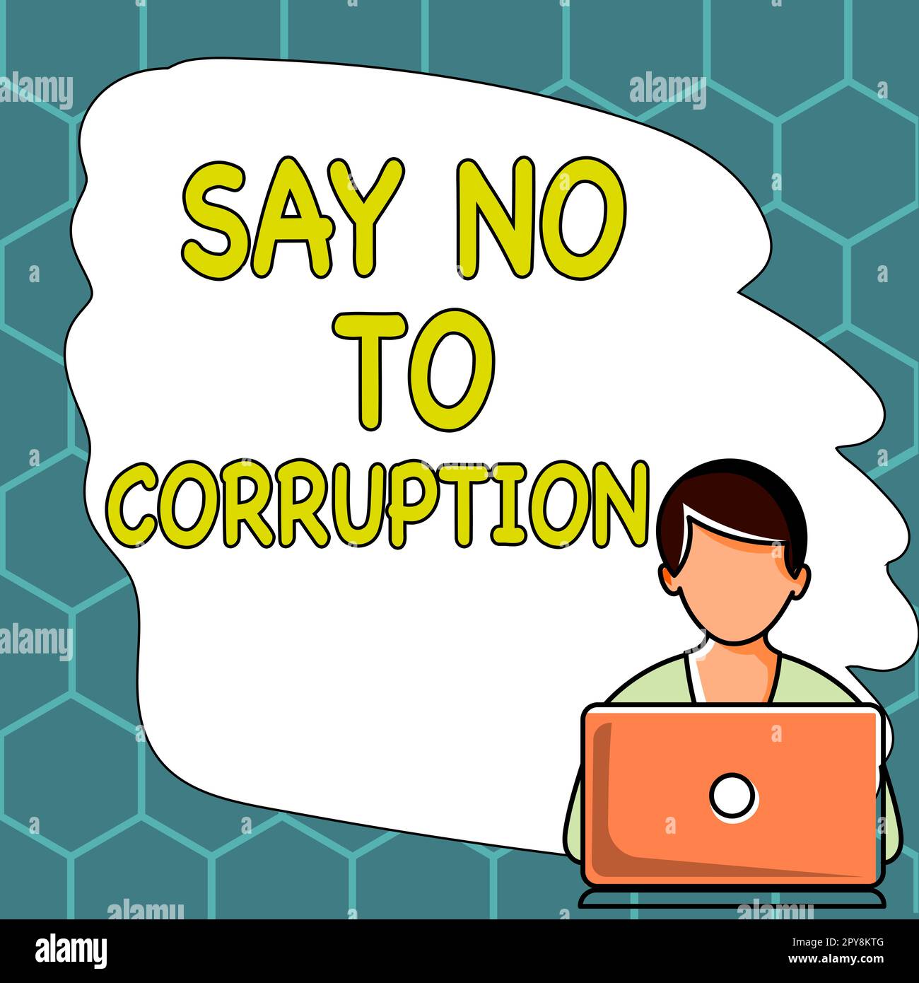 Visualizzazione concettuale dire No alla corruzione. Idea aziendale introdurre uno scambio di denaro decentralizzato Foto Stock