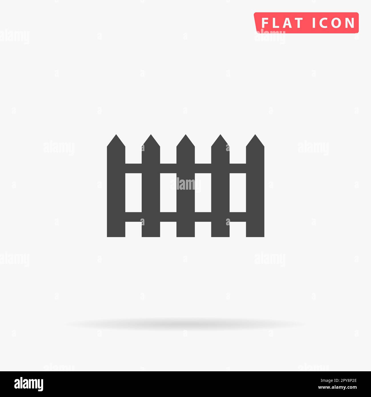 Icona fence. Semplice simbolo nero piatto con ombra su sfondo bianco. Pittogramma di illustrazione vettoriale Foto Stock