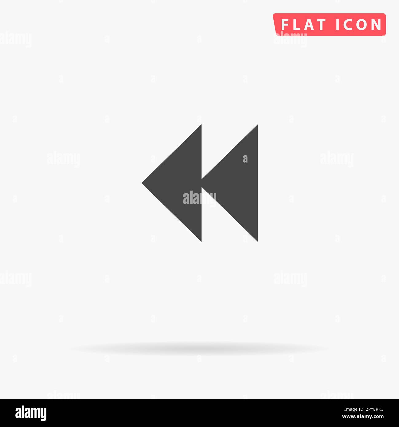 Tornare indietro. Semplice simbolo nero piatto con ombra su sfondo bianco. Pittogramma di illustrazione vettoriale Foto Stock