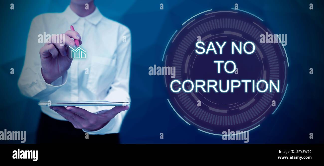 Didascalia concettuale dire No alla corruzione. Concetto aziendale che introduce lo scambio di denaro decentralizzato Foto Stock