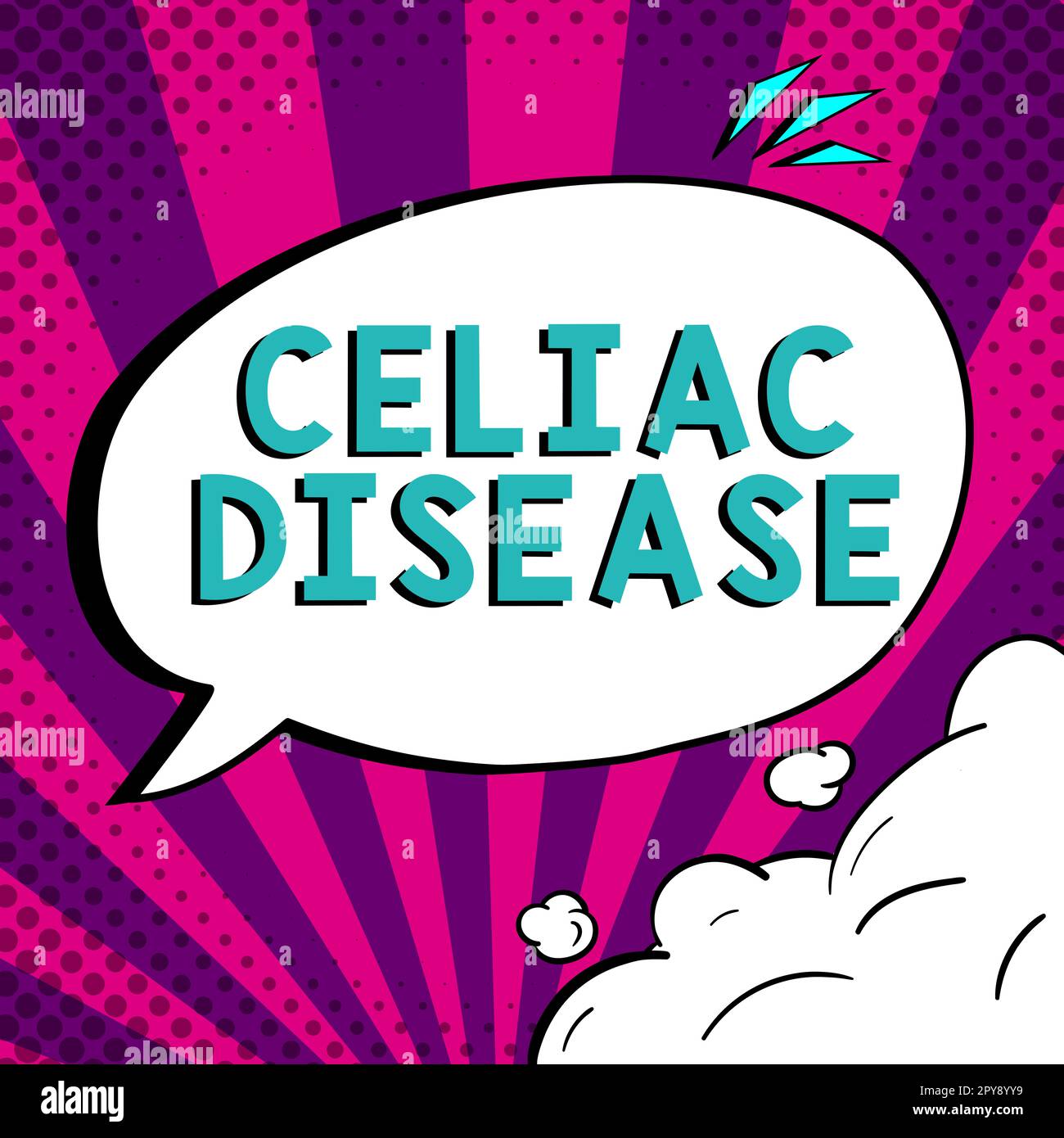 Segno che mostra la malattia celiaca. Parola per intestino tenue è ipersensibile al problema di digestione del glutine Foto Stock
