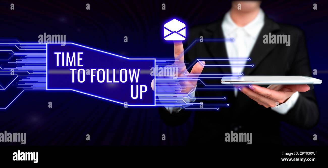 Ispirazione che mostra il tempo di registrazione per il follow-up. Foto concettuale richiesta dell'attività precedente o continuazione delle informazioni Foto Stock