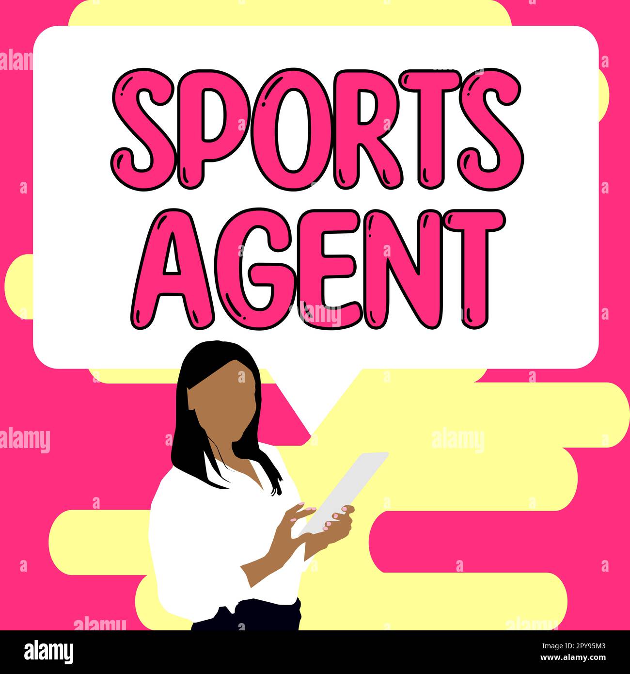 Cartello che mostra l'agente sportivo. Word for Person gestisce il reclutamento per assumere i migliori giocatori sportivi per una squadra Foto Stock