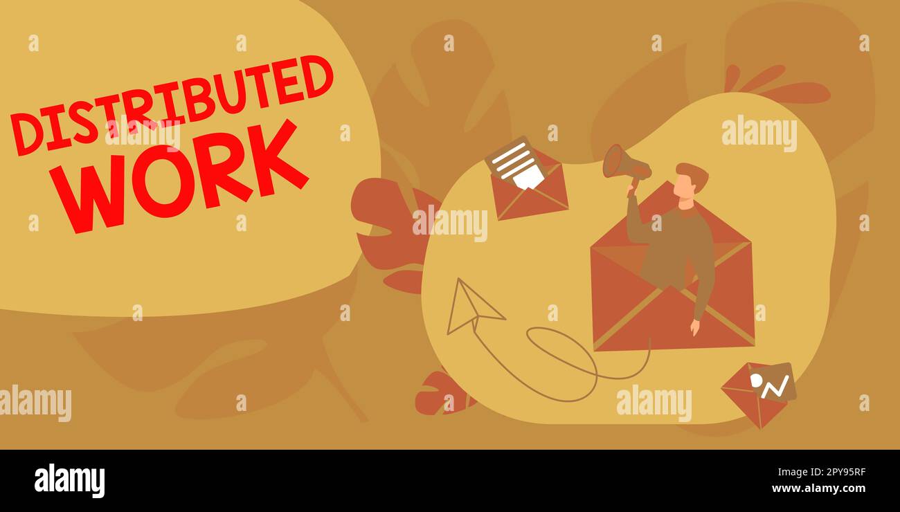 Ispirazione che mostra il lavoro distribuito del segno. Idea di business praticata dalle imprese che utilizzano le strutture di rete Foto Stock