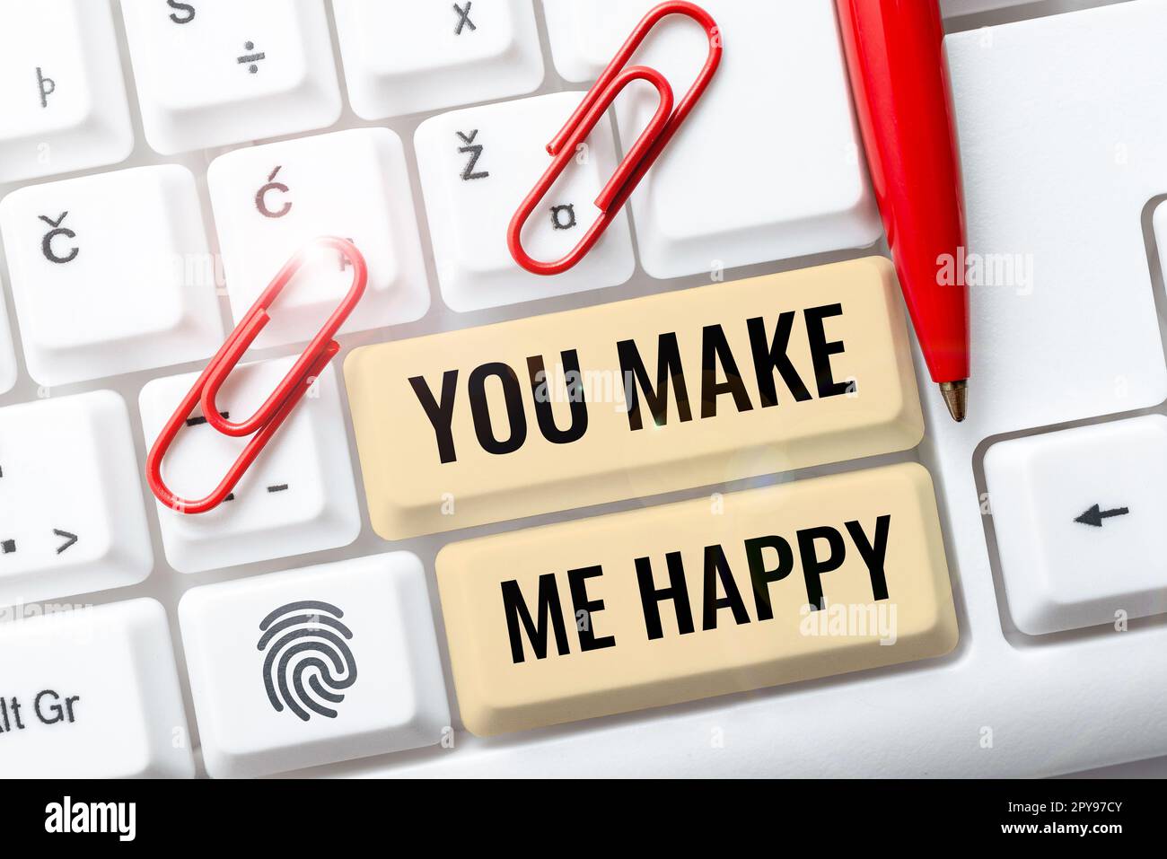 Didascalia concettuale Mi fai felice. Concetto del Internet qualcosa o qualcuno che dà piacere e godimento Foto Stock