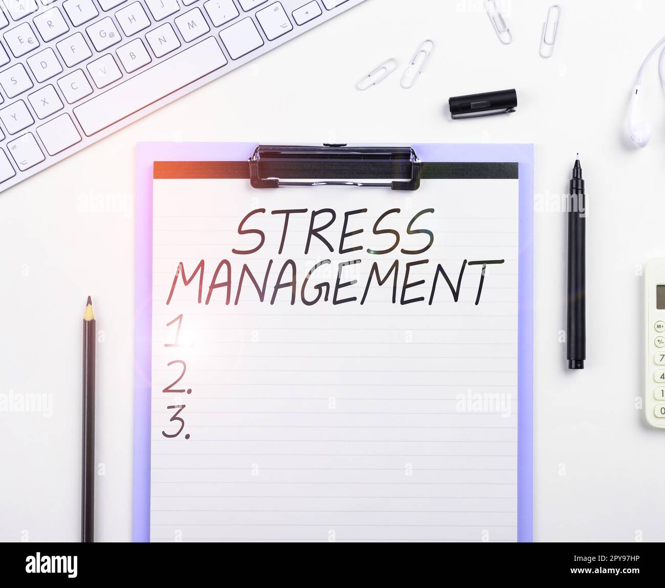 Testo che mostra la gestione dello stress inspiratorio. Business concept imparare modi di comportarsi e pensare che riducono lo stress Foto Stock