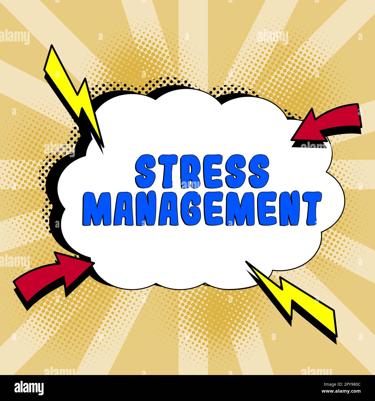 Didascalia di testo che presenta la gestione dello stress. Internet concetto di apprendimento modi di comportarsi e pensare che riducono lo stress Foto Stock