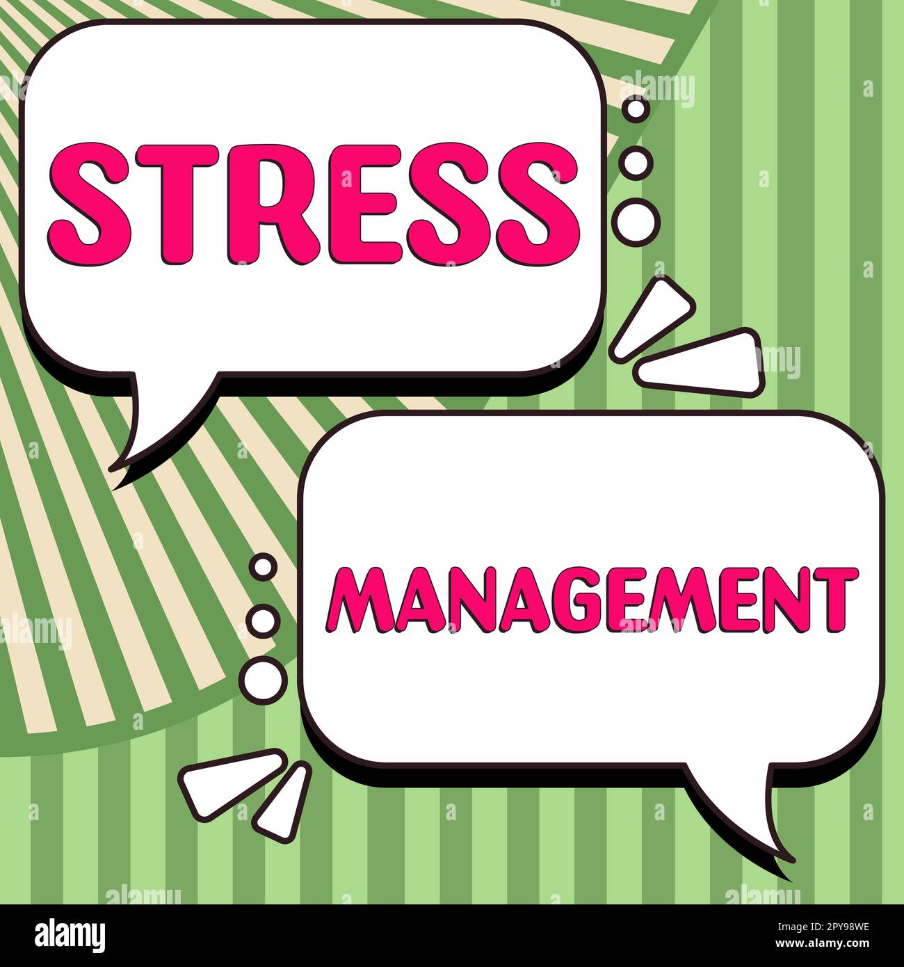 Scrittura a mano segno stress Management. Parola per imparare i sensi di comportarsi e pensare che riducono lo sforzo Foto Stock