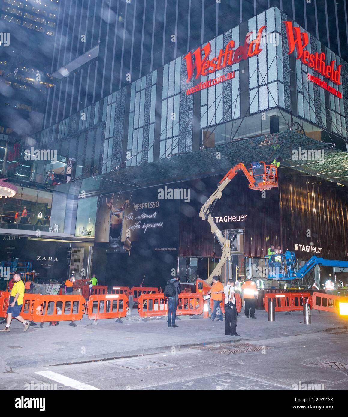 27 ottobre 20120: Costruzione e ristrutturazione del centro commerciale Westfield di Sydney, Australia, prima del suo rilancio con marchi di alta classe e nuovi negozi di punta. Foto Stock