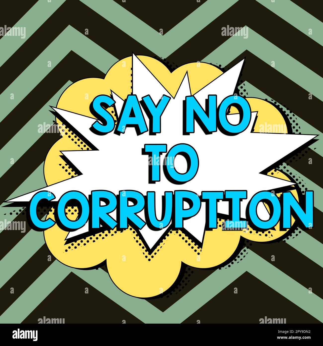 Segno che mostra dire No alla corruzione. Parola per l'introduzione di uno scambio di denaro decentrato Foto Stock