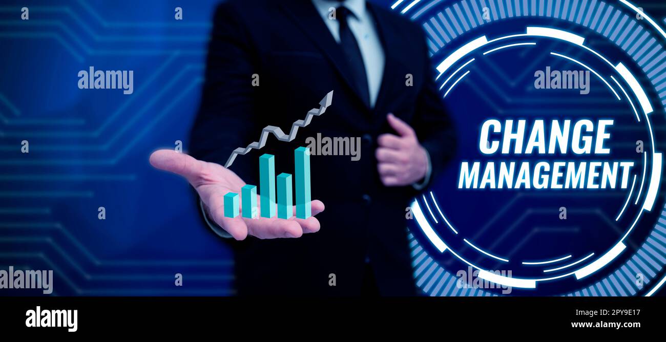 Testo che mostra Inspiration Change Management. Parola per la sostituzione della leadership in un'organizzazione nuove politiche Foto Stock