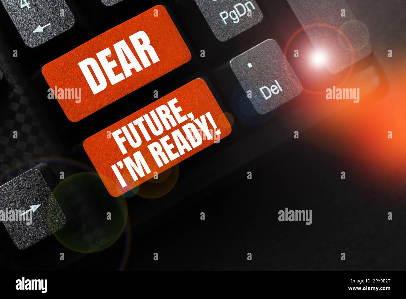 Testo che mostra ispirazione Caro futuro, sono pronto. Approccio aziendale sicuro di andare avanti o di affrontare il futuro Foto Stock