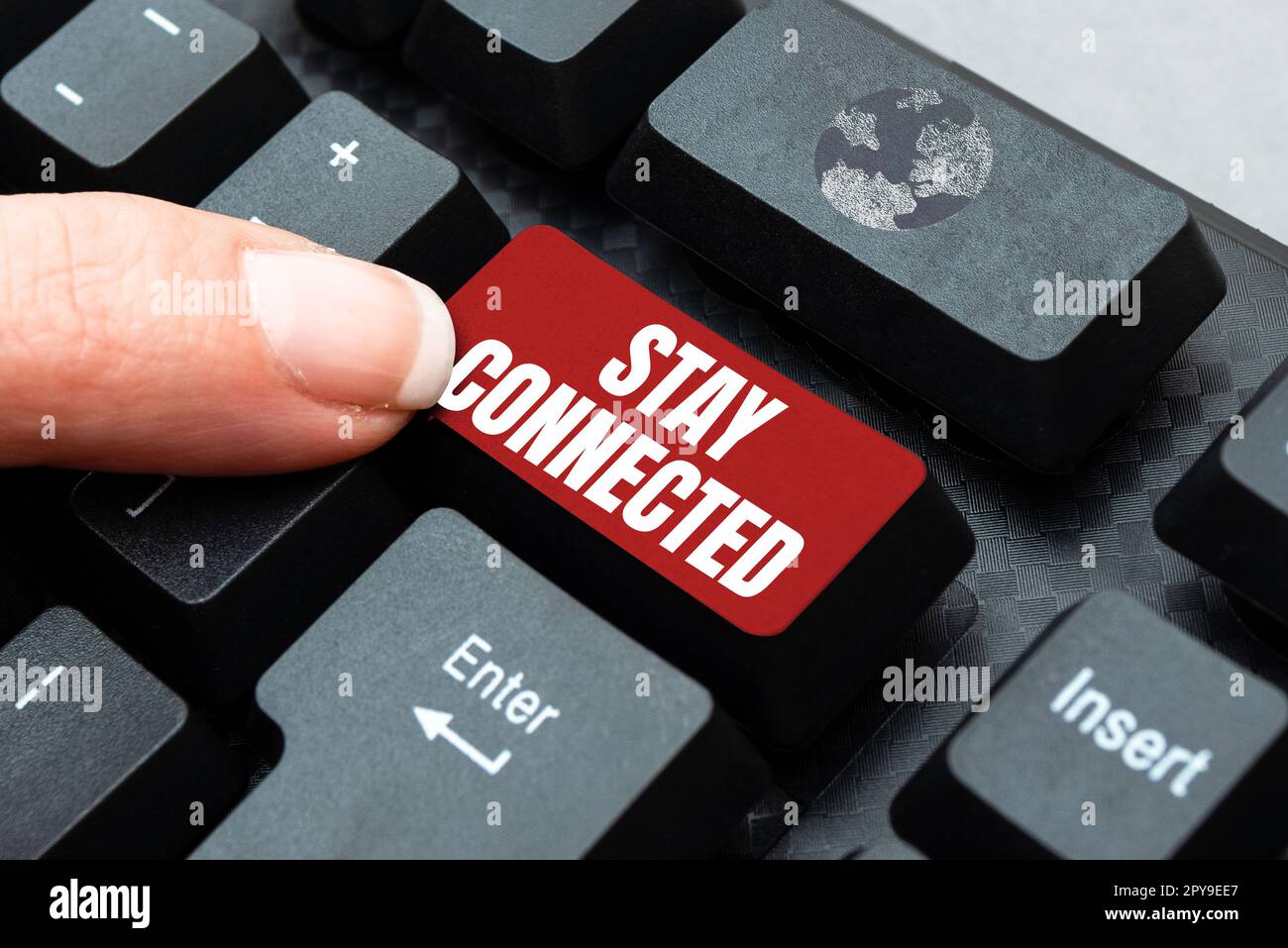 Il segno di scrittura a mano rimane collegato. Panoramica aziendale per continuare a comunicare tra loro e mantenere i contatti Foto Stock
