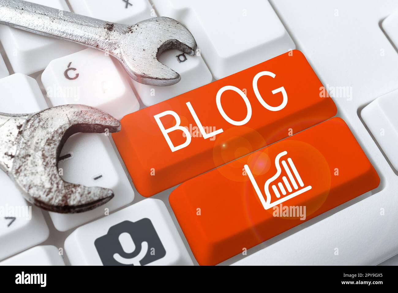Blog di visualizzazione concettuale. Concetto che significa Una pagina web regolarmente aggiornata del sito web scritta in stile conversazionale Foto Stock