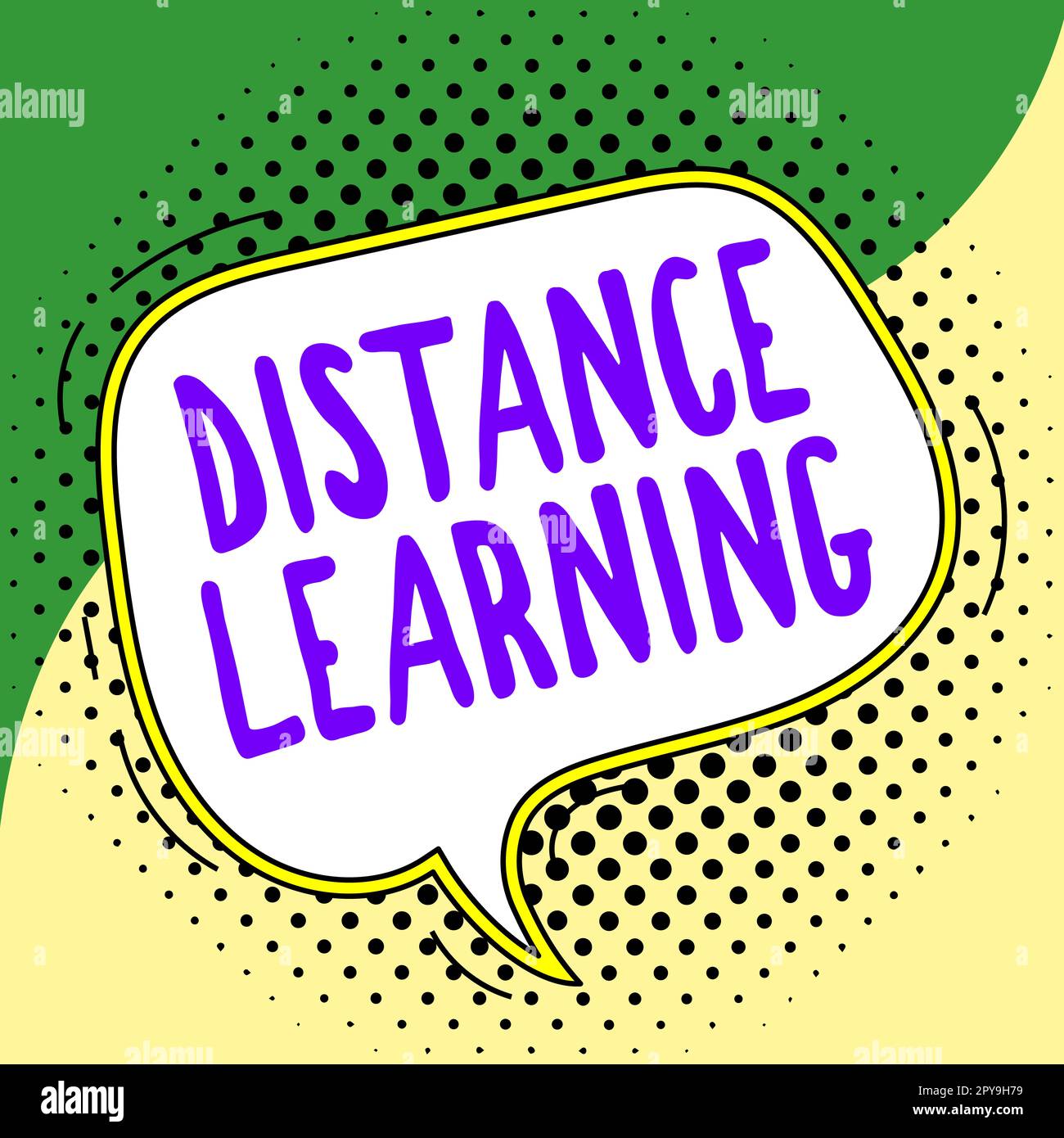 Segnale che mostra l'apprendimento a distanza. Concetto che significa lezioni educative trasmesse via Internet in remoto Foto Stock