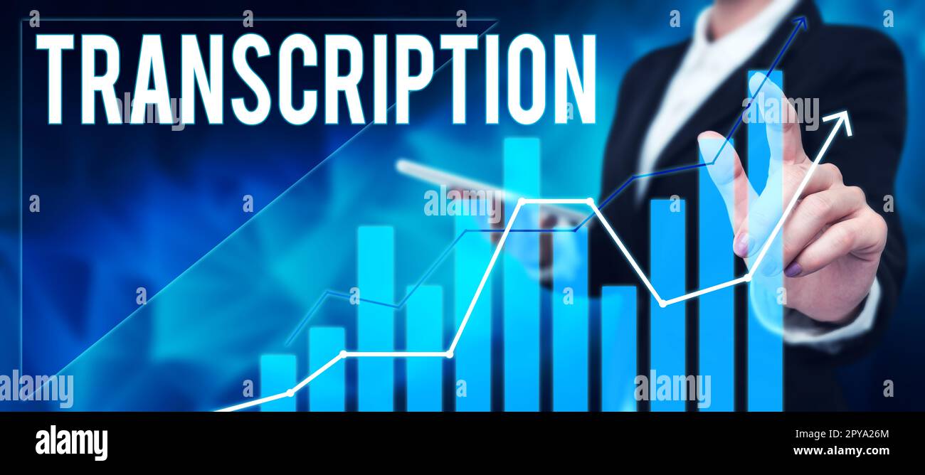 Trascrizione concettuale dei sottotitoli. Word per la versione scritta o stampata di qualcosa Copia cartacea dell'audio Foto Stock