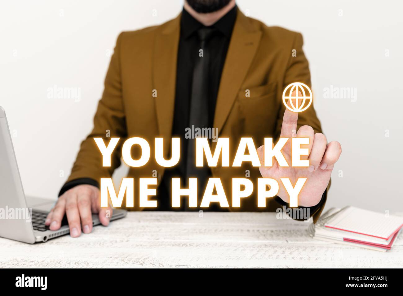 Segno di testo che ti mostra Make Me Happy. Business approccio qualcosa o qualcuno che dà piacere e divertimento Foto Stock