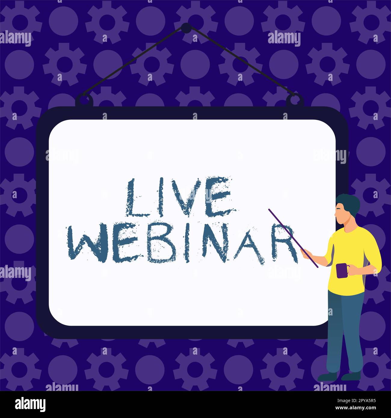 Seminario Web dal vivo sulla scrittura a mano di testo. Foto concettuale Seminario interattivo trasmesso sul web in tempo reale Foto Stock