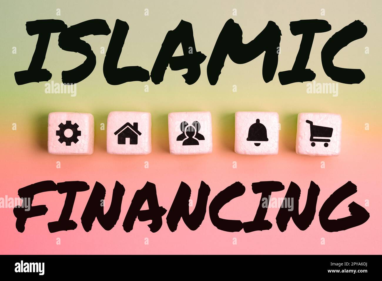 Scrittura a mano segno finanziamento islamico. Approccio aziendale attività bancaria e investimenti conformi alla sharia Foto Stock