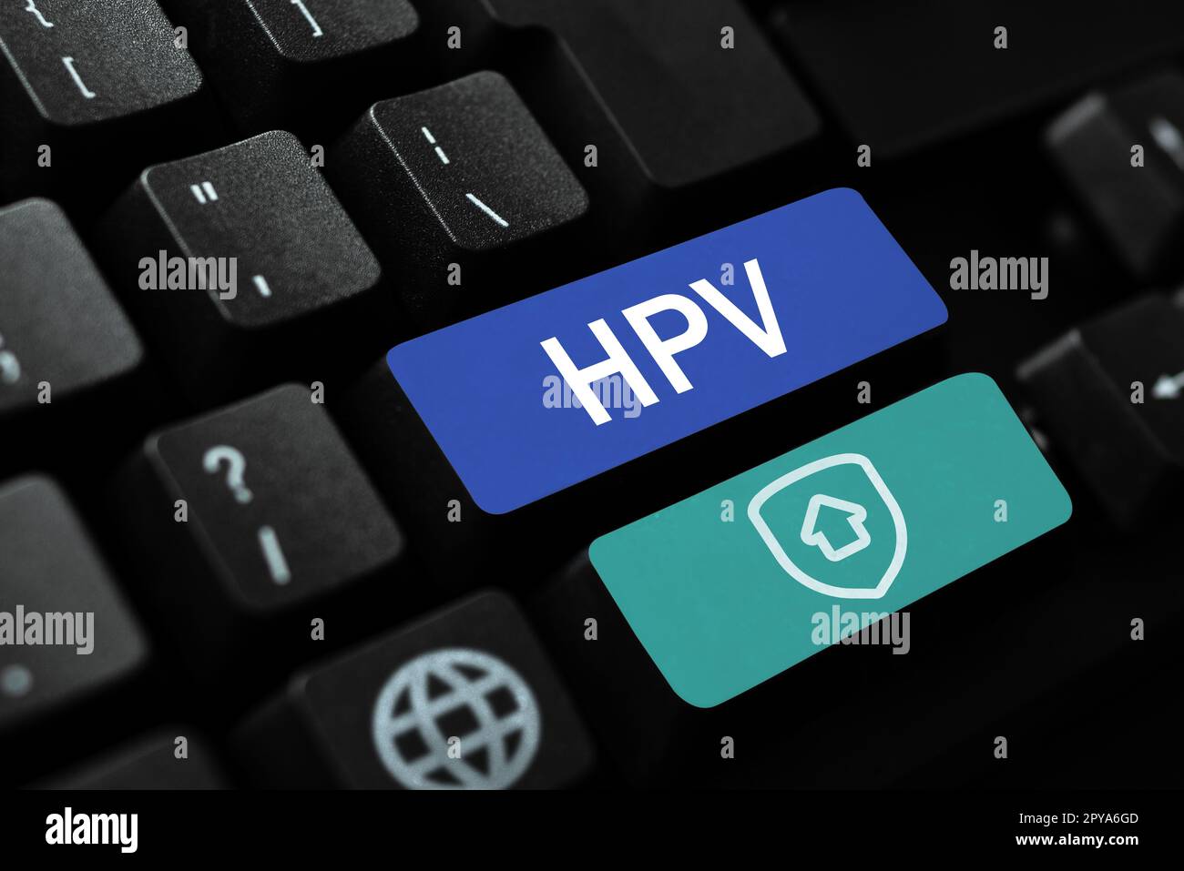 Testo che mostra l'ispirazione HPV. Foto concettuale Gruppo di virus che colpiscono la pelle e le membrane umide Foto Stock