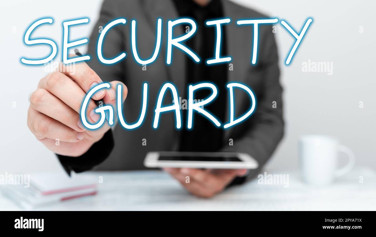 Didascalia concettuale Security Guard. Word per gli strumenti utilizzati per gestire più applicazioni di sicurezza Foto Stock