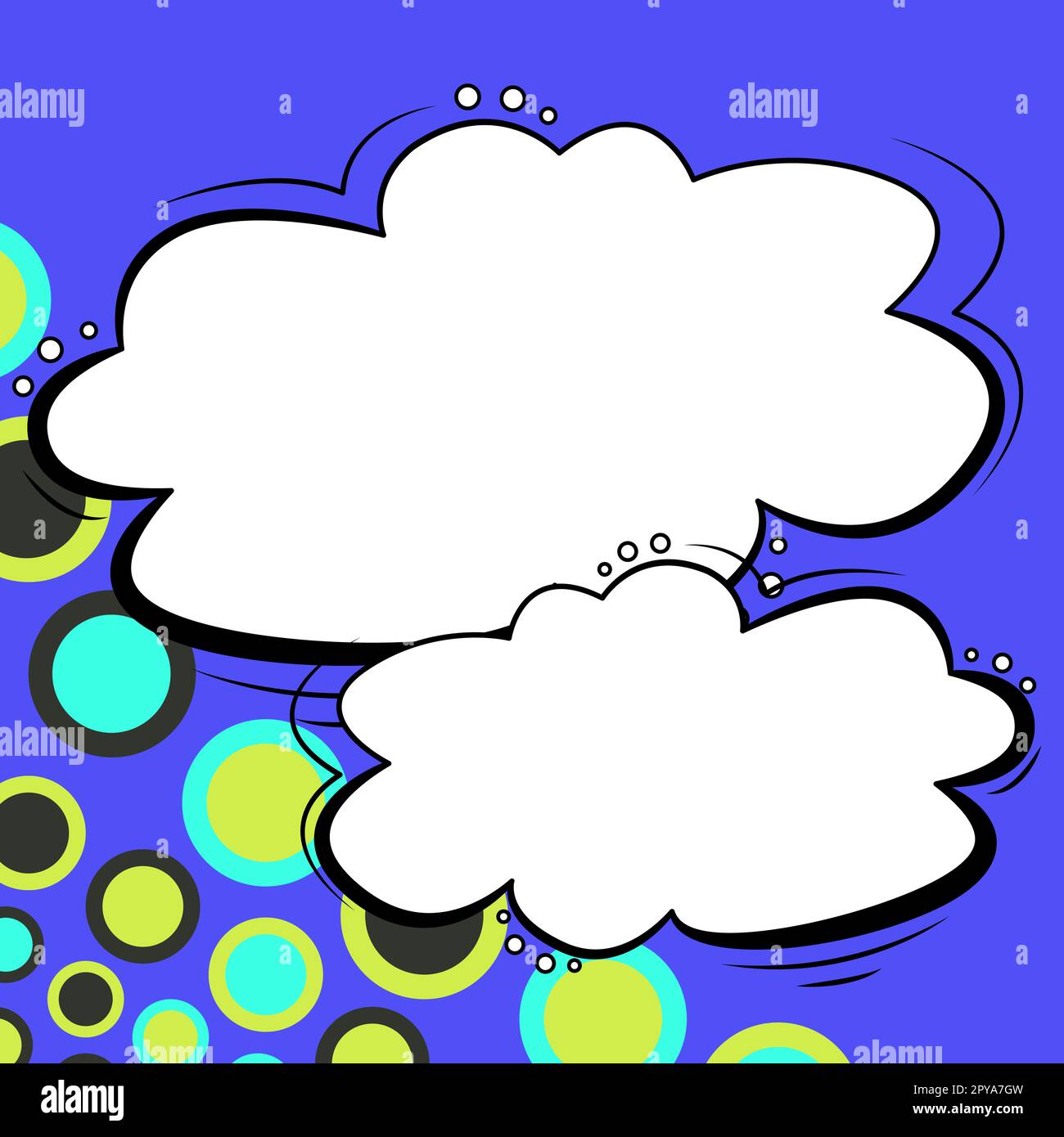 Fumetto vuoto Speech Bubble con Copy Space e colorful Doodles. Foto Stock