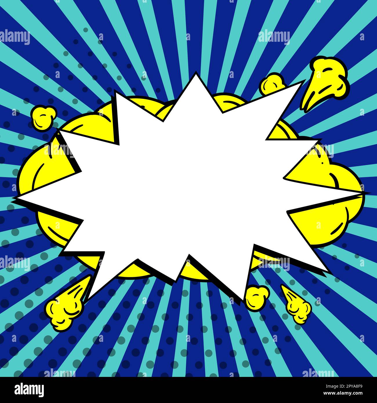 Fumetto vuoto Speech Bubble con Copy Space e colorful Doodles. Foto Stock